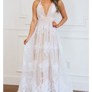 Nude/White Antonia Maxi Dress